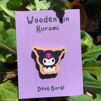 Kuromi | Kuromi Wooden Pin Badge | Kuromi