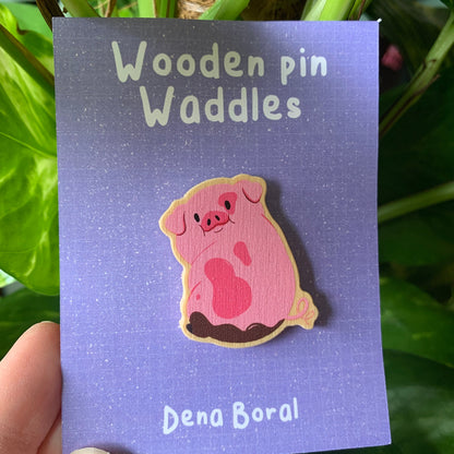 Bamboleos Gravity Falls Waddles Pin de Madera Natural