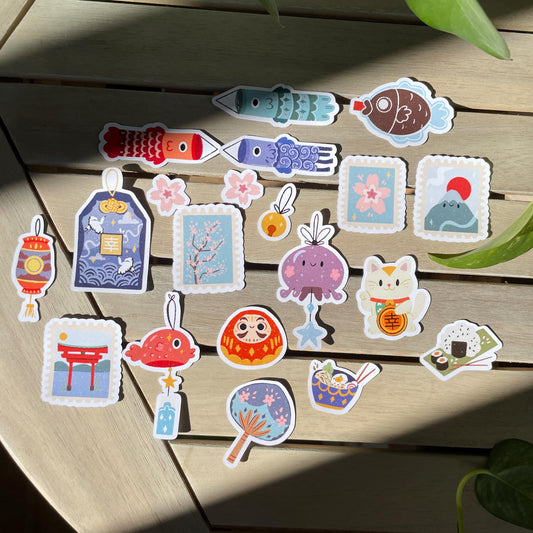 Pack de Pegatinas Japon Vibes. Pegatinas de motivos japoneses orientales