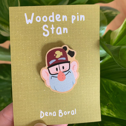 Stan Pines Gravity Falls Pin de Madera Natural