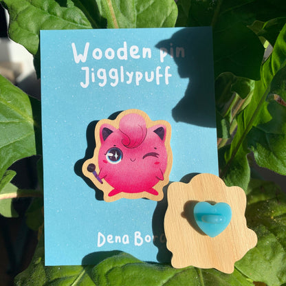 Pin de Madera Jigglypuf-poke | Jigglypuf-poke Wooden Pin Badge