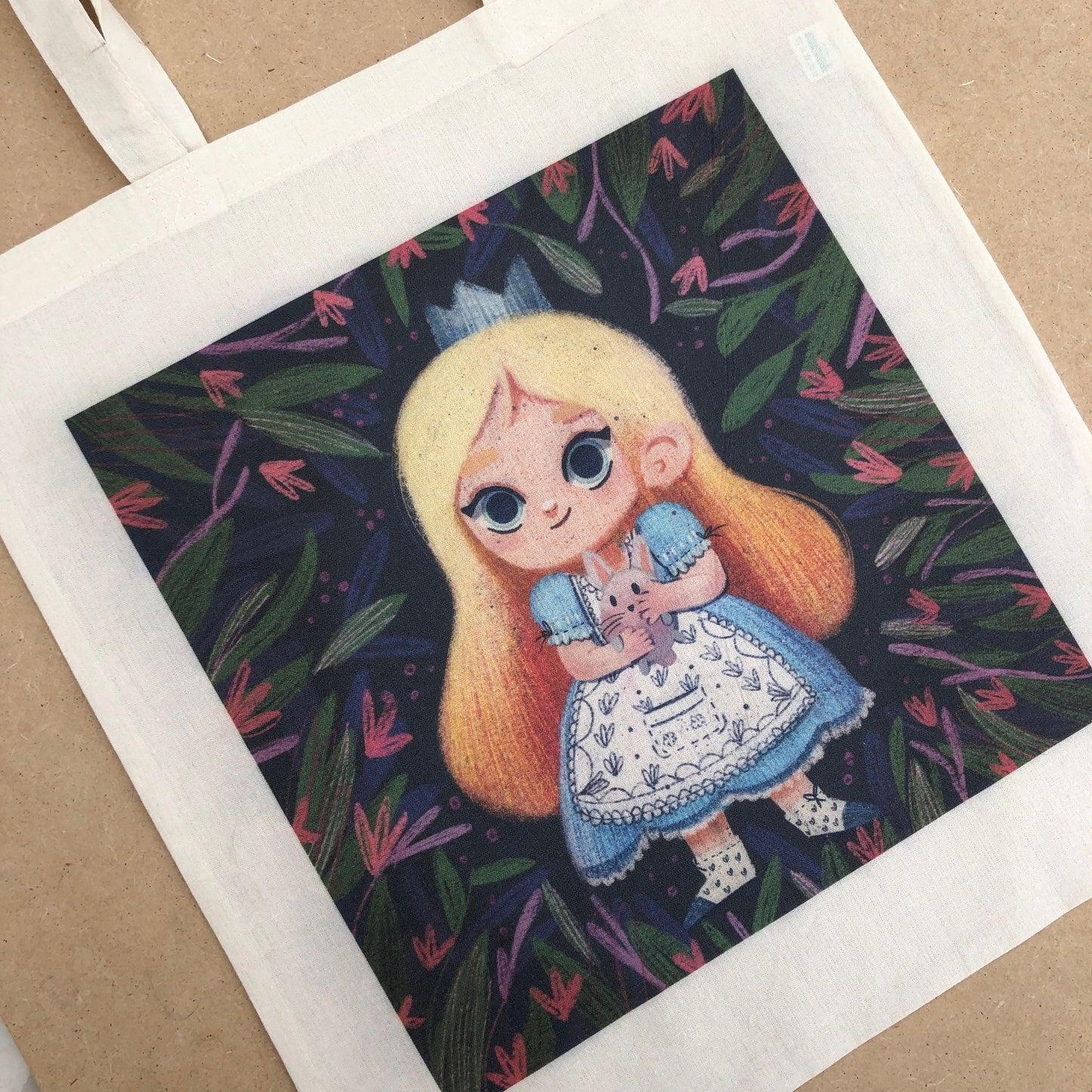 Tote Bag Alicia | Totebag Fanart Alicia en el Pais de las Maravillas | Alice in Wonderland Fan Art 100% Cotton 40x40cm 16x16inch