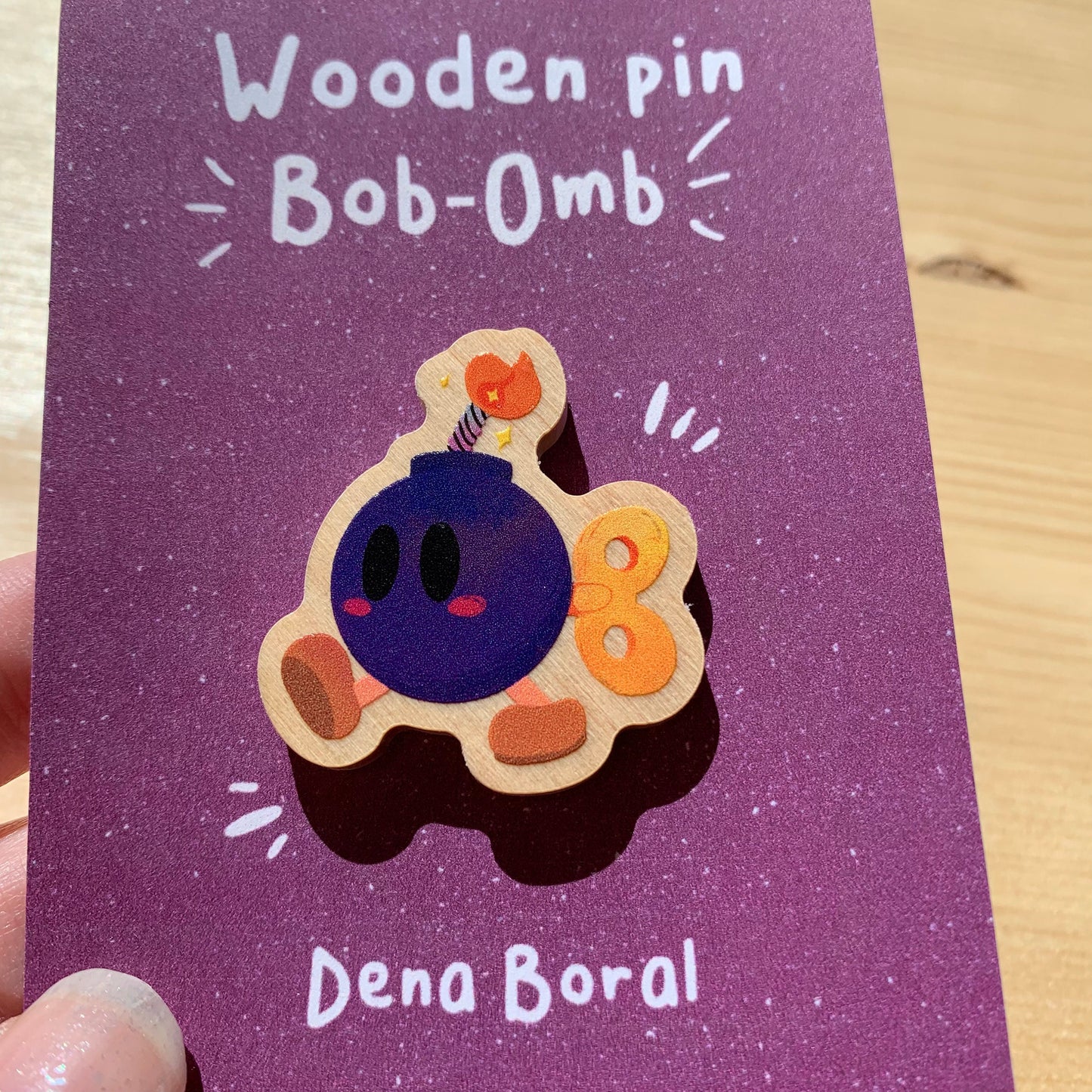 Pin de madera natural, Bob-Omb Super Mario Bros, Nintendo Switch