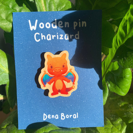 Pin de Madera Charizard-poke | Charizard-Poke Wooden Pin Badge | Charizard Poke