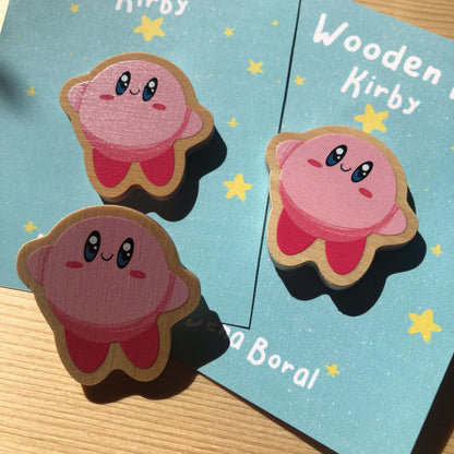 Pin de Madera Kirby | Wooden Pin Inspired Kirby | Pin Original Regalo Eco Friendly Madera Natural