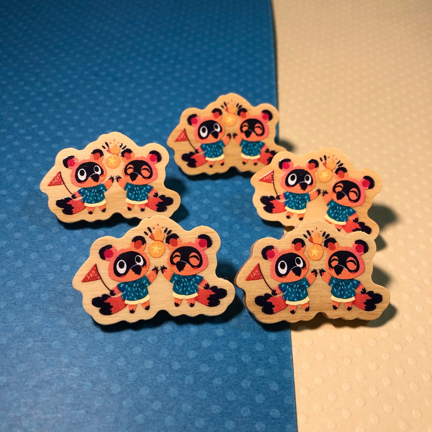 Pin Timmy Tommy Animal Crossing New Horizons | Wooden Pin Original Nintendo Regalo Eco Friendly Madera Natural