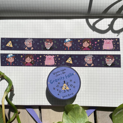 Washi Tape Gravity Falls Universe Ilustrado: Cinta Decorativa Retro y Kawaii de la colección "Gravity Falls"