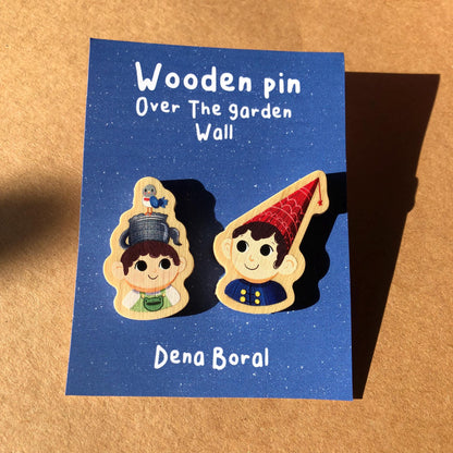 Over The Garden Wall Doble Pin de madera natural, Wirt & Greg OTGW