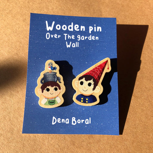 Over The Garden Wall Doble Pin de madera natural, Wirt & Greg OTGW