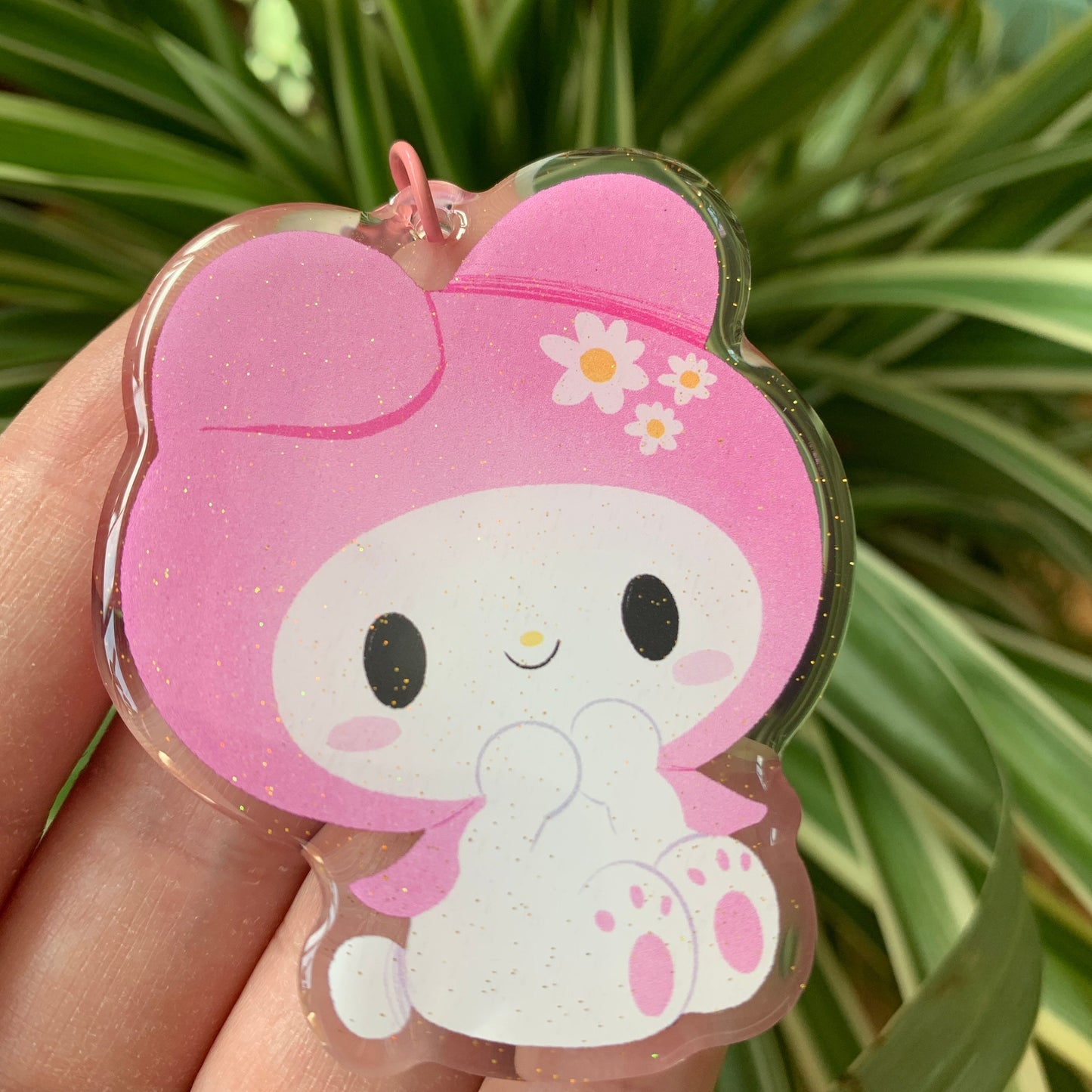 Melody Keyring | Llavero acrilico epoxy con glitter | Colgante regalo llaves mochila