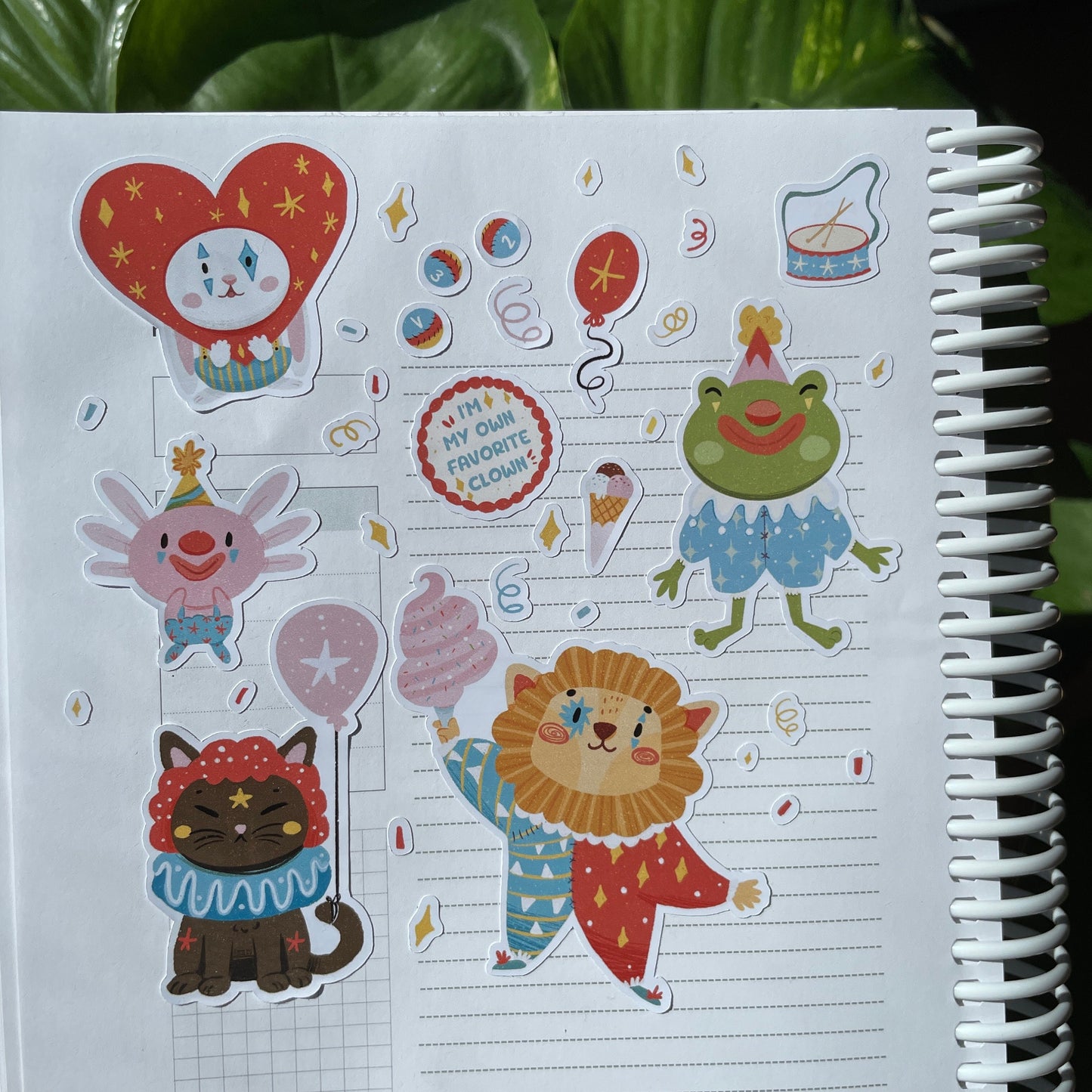 Clown | Hoja de pegatinas stickers decoración payasos | Pack de pegatinas precortadas