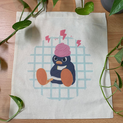 Tote Bag Pingu Enfadado | Bolsa Tela Fanart Angry Pingu Totebag | Fan Art 100% Algodón 40x40cm 16x16inch