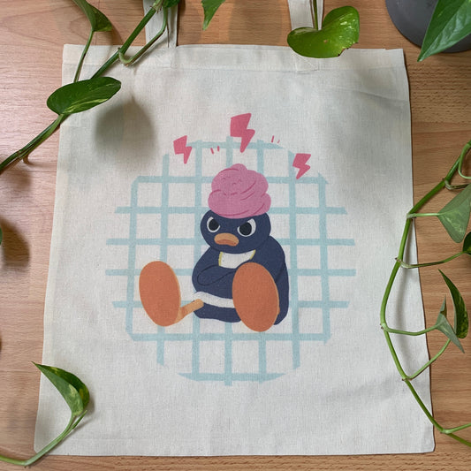 Tote Bag Pingu Enfadado | Bolsa Tela Fanart Angry Pingu Totebag | Fan Art 100% Algodón 40x40cm 16x16inch