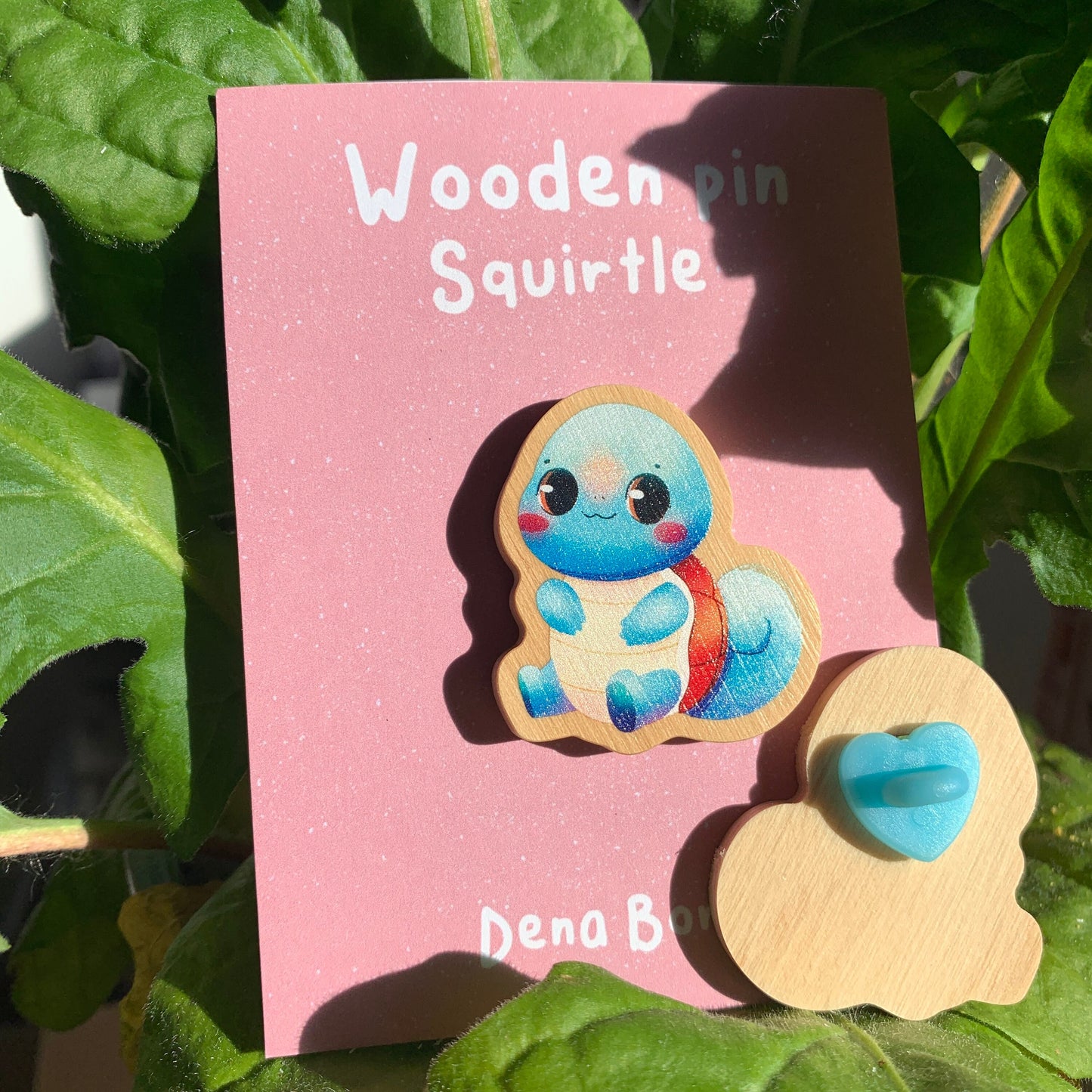Squirtle-poke Wooden Pin Badge Original Gift Inspired Fanart | Eco Friendly | Natural