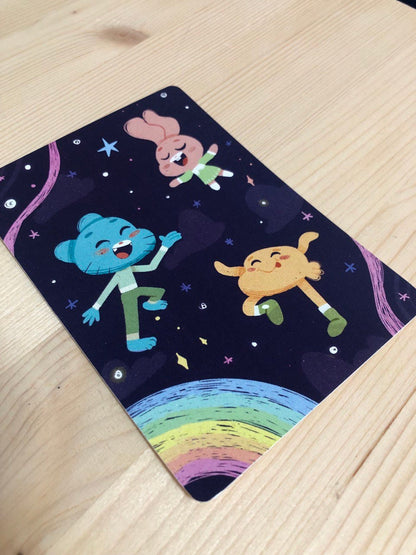 Postal Gumbal: Ilustración Original Tamaño A6 Mini Print  El asombroso Mundo de Gumball