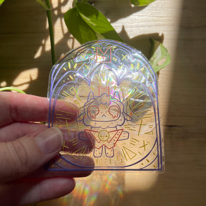 Cult of The Lamb Suncatcher, Pegatina atrapasol reutilizable para ventana