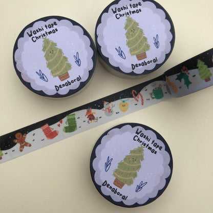 Navidad Washi Tape | Christmas Planner Tapes Handmade | Christmas Gift Card Design Gift Packaging | Cute Pattern Decorative Tape