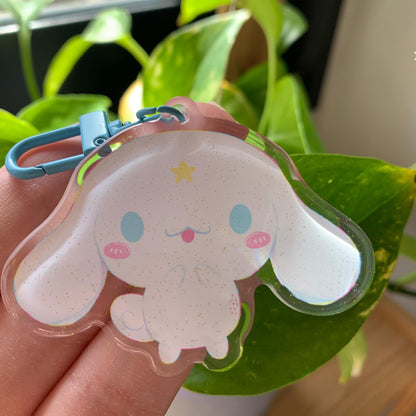 Cinnamoroll Keyring | Llavero acrilico epoxy con glitter | Colgante regalo llaves mochila