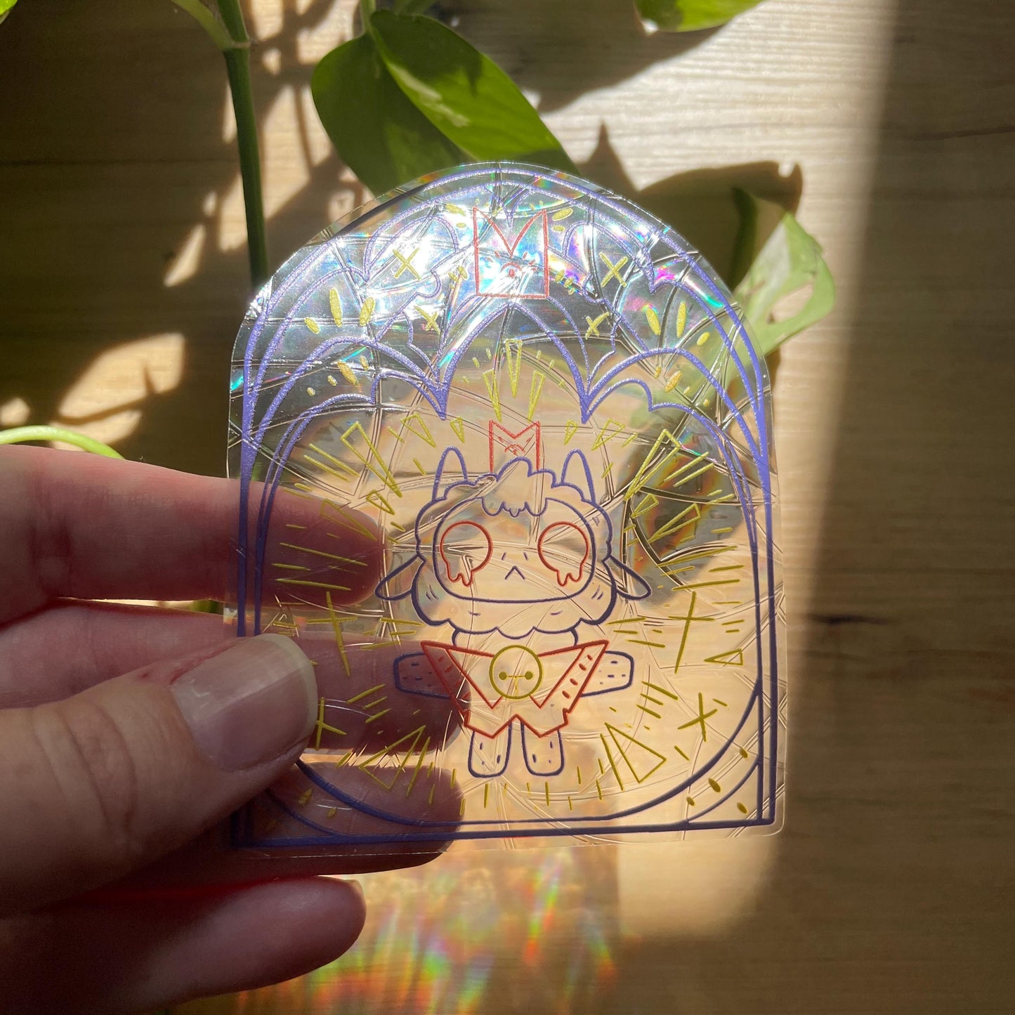 Cult of The Lamb Suncatcher, Pegatina atrapasol reutilizable para ventana