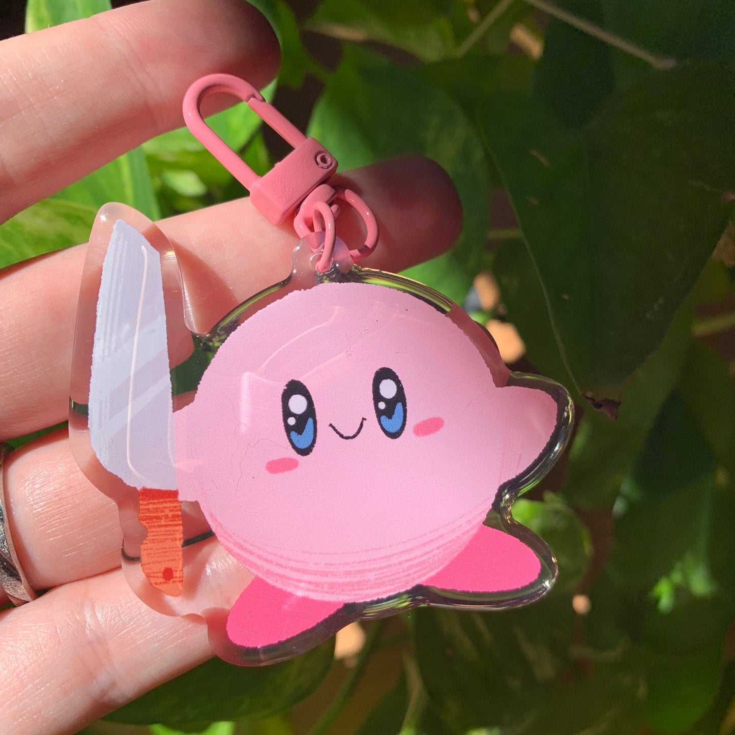 Llavero Acrilico de Kirby Cuchillo, Colección Kirby, Llavero acrilico con epoxy doble cara, colgante para mochilas