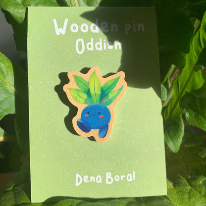 Pin de Madera Oddish-poke | Oddish  Wooden Pin Badge | Oddish