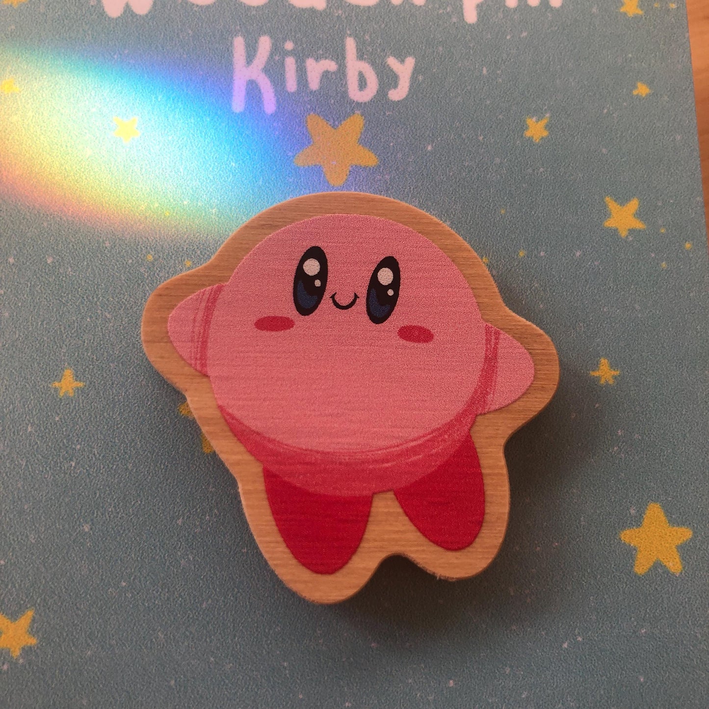 Pin de Madera Kirby | Wooden Pin Inspired Kirby | Pin Original Regalo Eco Friendly Madera Natural