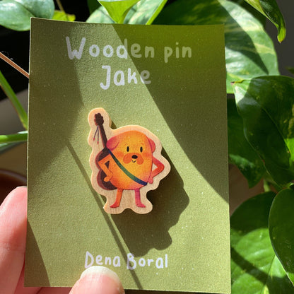 Pin de Madera Jake Hora de Aventuras | Jake el perro Wooden Pin Inspired | Pin Original Regalo Eco Friendly Madera Natural