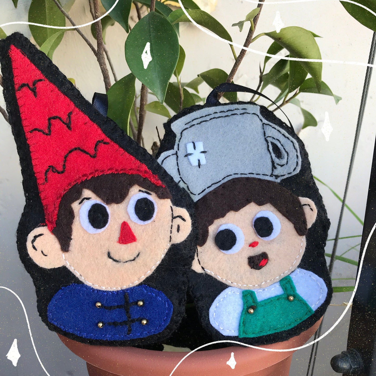 Wirt & Greg Mas allá del Jardín | Adorno de fieltro hecho a mano, diseño original. Decoración Arbol de Navidad Over The Garden Wall