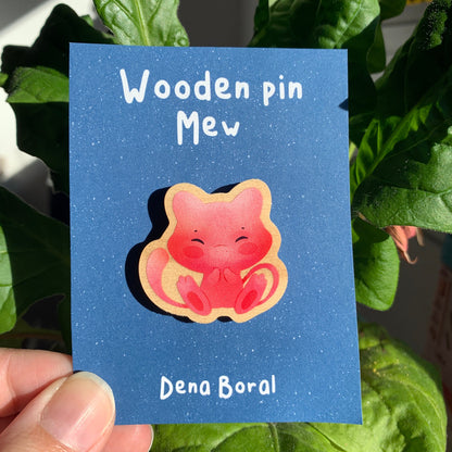 Pin de Madera Mew-poke| Mew  Wooden Pin Badge | Mew Poke