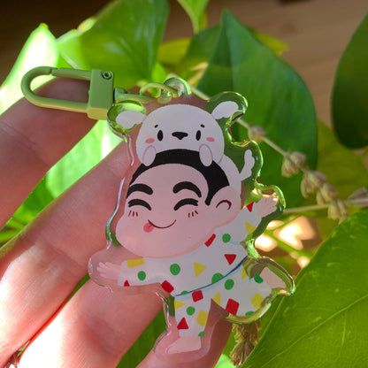 Shin-Chan Keyring | Llavero acrilico epoxy | Colgante regalo llaves mochila | Shin-Chan y Nevado