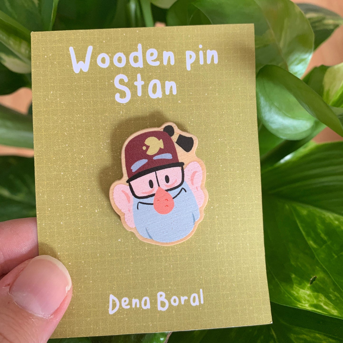 Stan Pines Gravity Falls Pin de Madera Natural