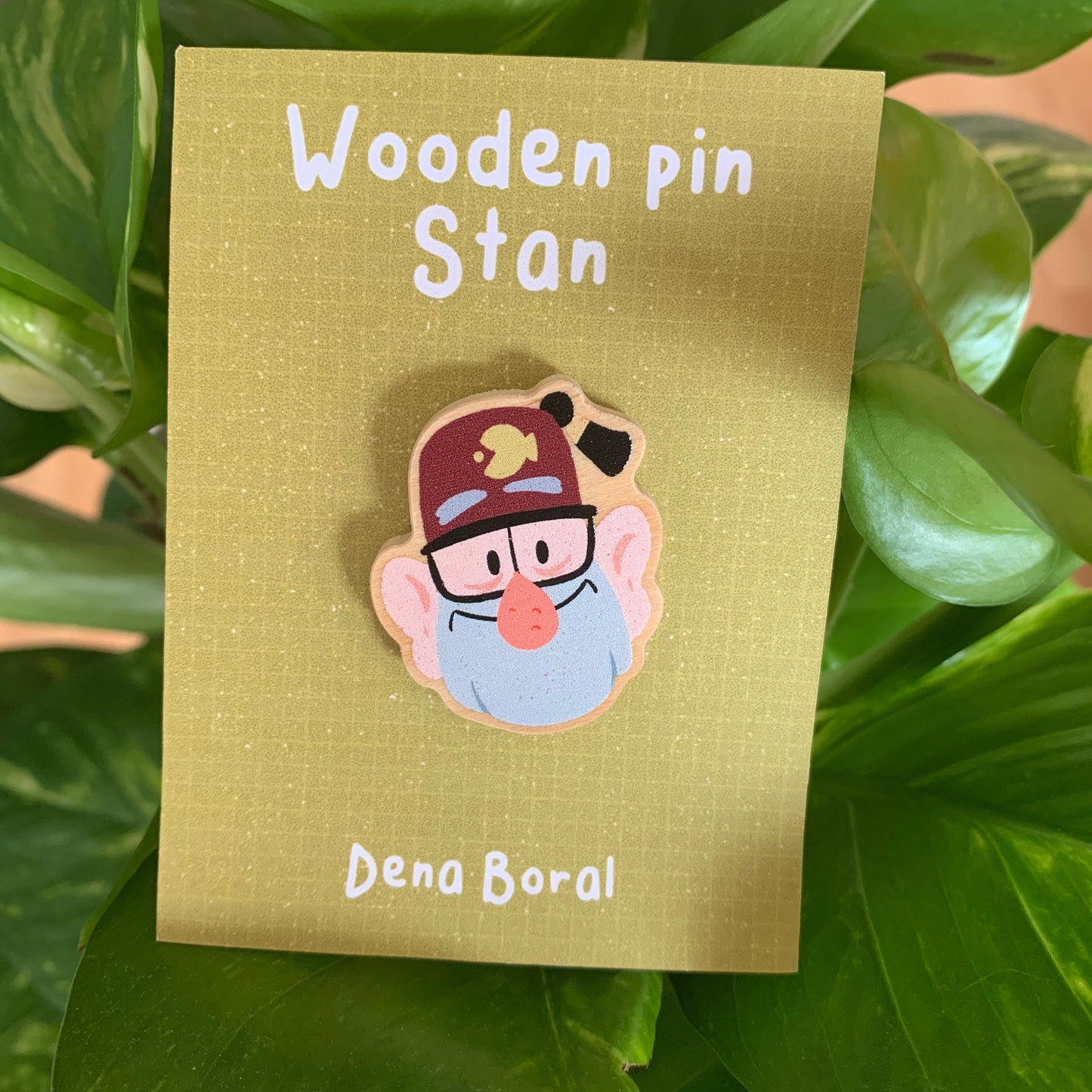 Stan Pines Gravity Falls Pin de Madera Natural