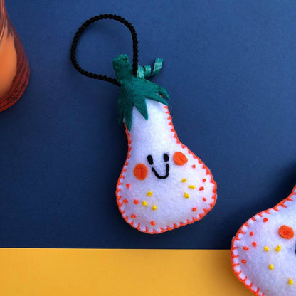 Calabaza Blanca | Adorno de fieltro hecho a mano, diseño original. Decoración Arbol de Navidad Halloween