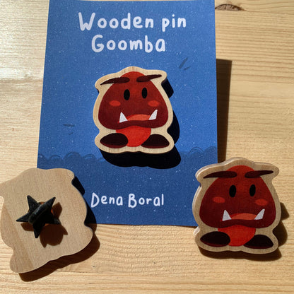 Pin de madera natural, Goomba Super Mario Bros, Nintendo Switch