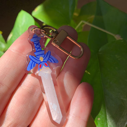 Zelda Espada Charm: Llavero acrilico epoxy,  Colgante regalo llaves mochila de Zelda Master Sword Keychain Charm