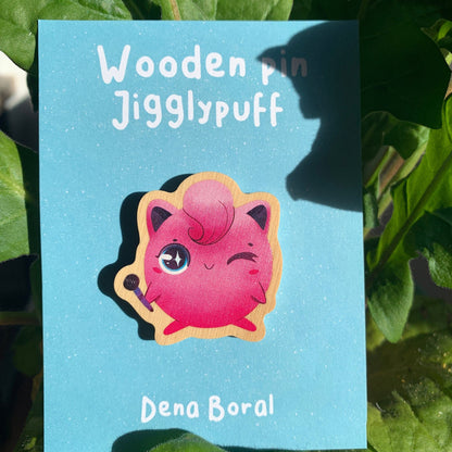 Pin de Madera Jigglypuf-poke | Jigglypuf-poke Wooden Pin Badge