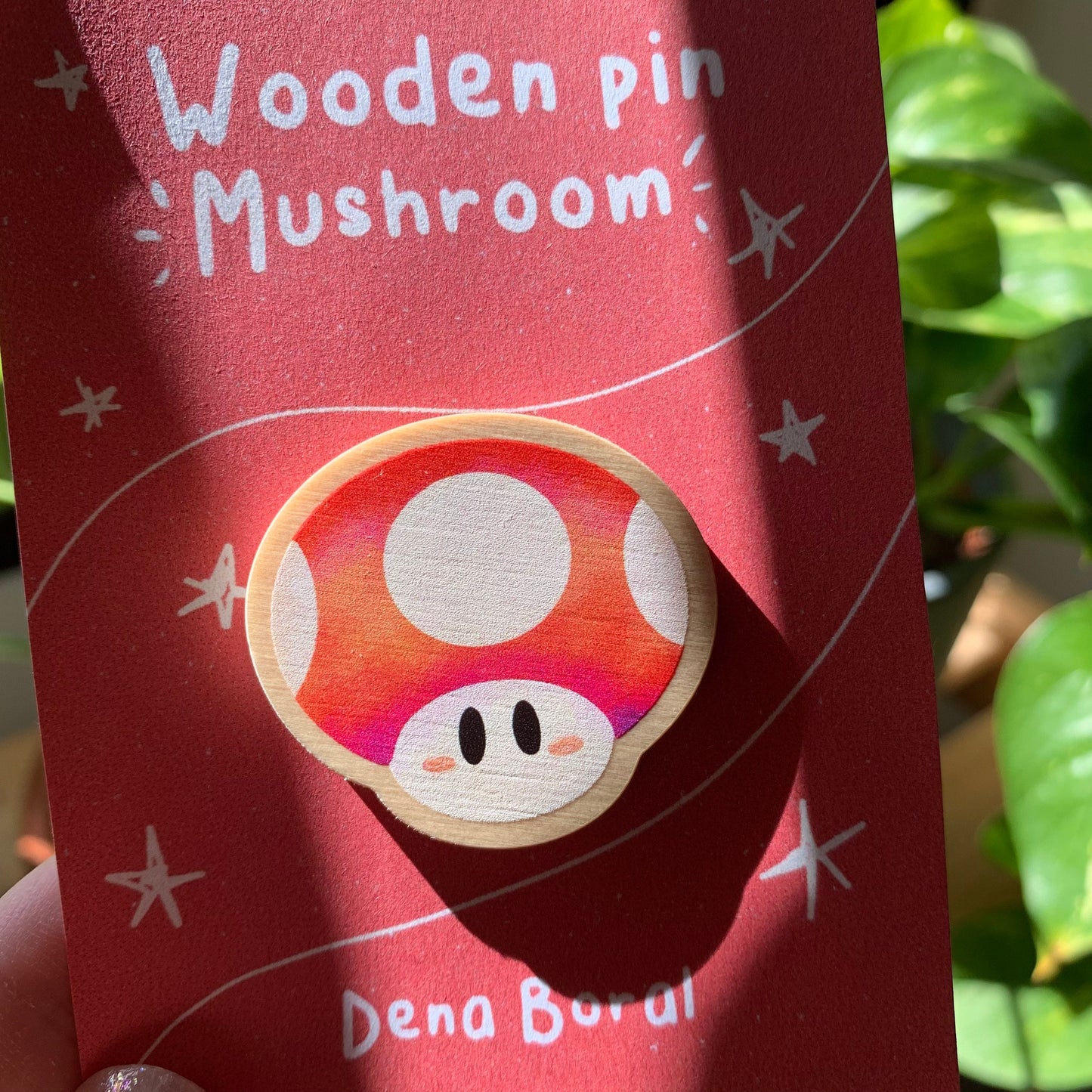 Pin de madera natural, Champiñon Rojo Super Mario Bros 1UP, Nintendo Switch