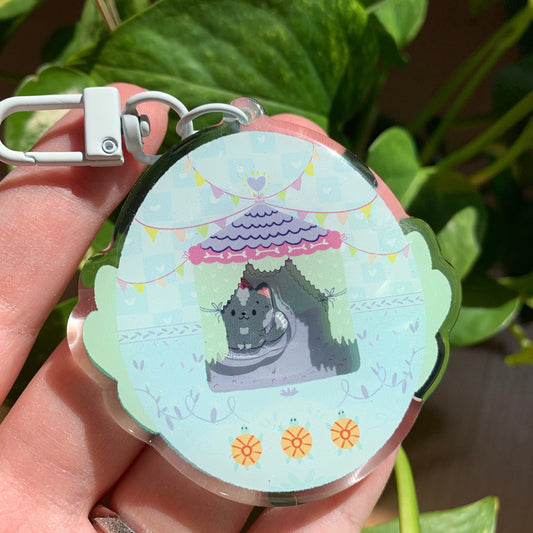 Llavero perro caseta gris | Tamagotchi shaker