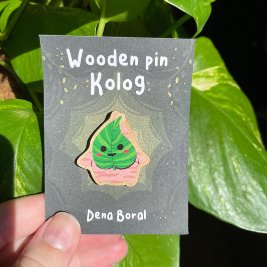Pin de Madera Kolog verde Zelda | Zelda Green Kolog Natural Wooden Pin Badge | ECO Friendly Pine Wood