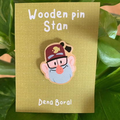 Stan Pines Gravity Falls Pin de Madera Natural