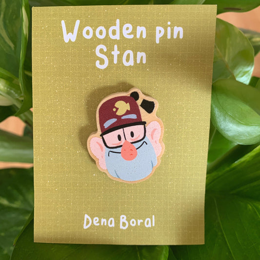 Stan Pines Gravity Falls Pin de Madera Natural