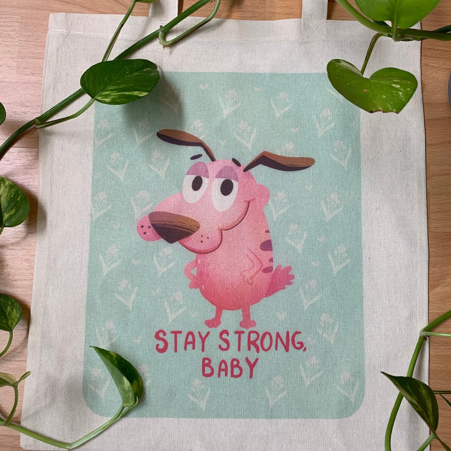 Tote Bag Agallas el perro cobarde | Bolsa Tela Fanart Courage The Cowardly Dog Totebag | Fan Art 100% Algodón 40x40cm 16x16inch