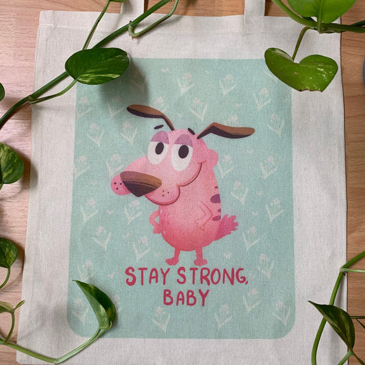 Tote Bag Agallas el perro cobarde | Bolsa Tela Fanart Courage The Cowardly Dog Totebag | Fan Art 100% Algodón 40x40cm 16x16inch