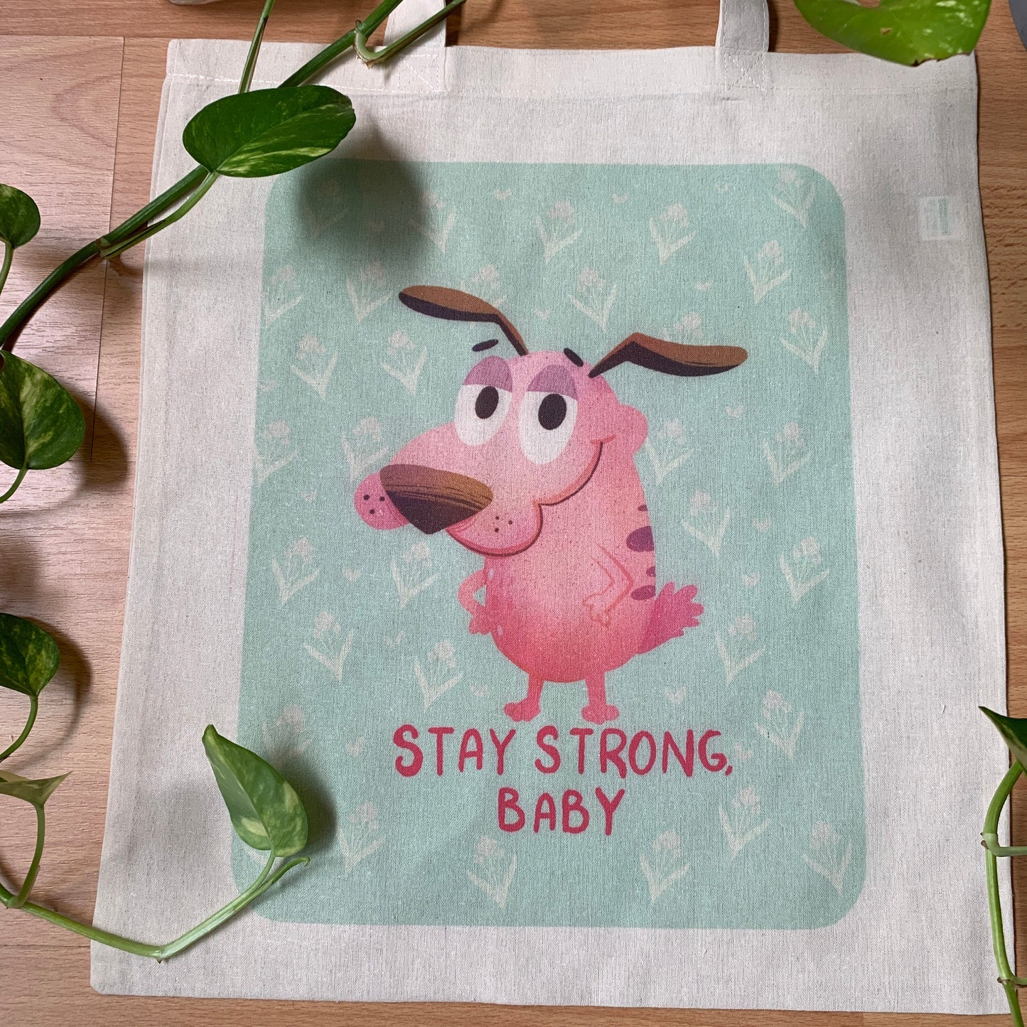 Tote Bag Agallas el perro cobarde | Bolsa Tela Fanart Courage The Cowardly Dog Totebag | Fan Art 100% Algodón 40x40cm 16x16inch