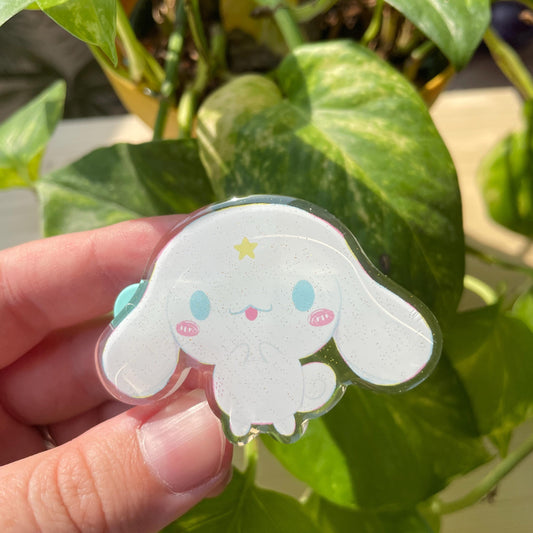 Pinza para el pelo inspirada en Cinnamoroll: pasador, horquilla, diseño brillante con glitter