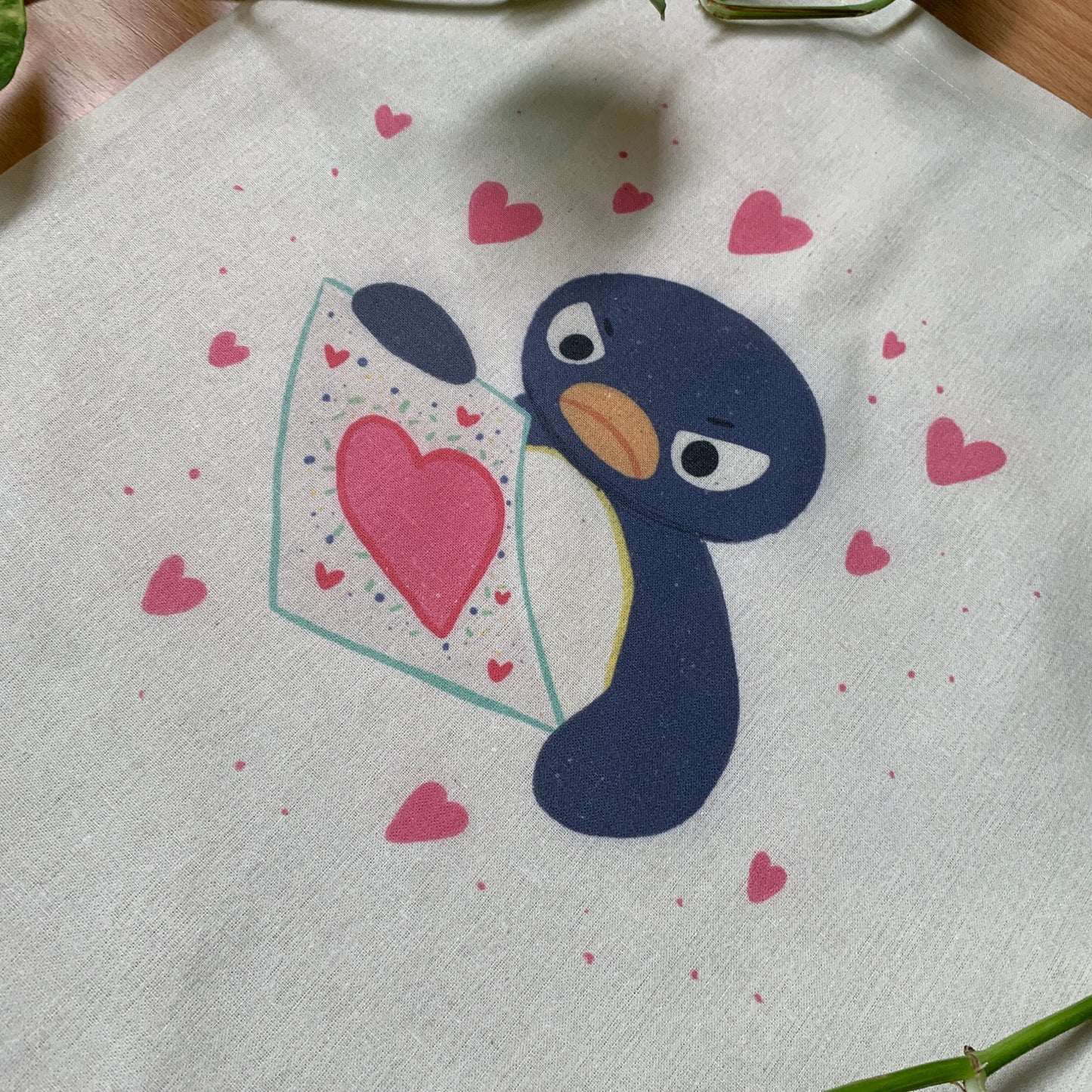 Tote Bag Pingu San Valentín | Bolsa Tela Fanart Valentine's Day Pingu Totebag | Fan Art 100% Algodón 40x40cm 16x16inch