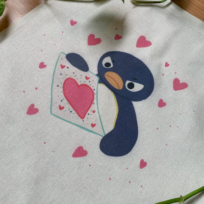 Tote Bag Pingu San Valentín | Bolsa Tela Fanart Valentine's Day Pingu Totebag | Fan Art 100% Algodón 40x40cm 16x16inch